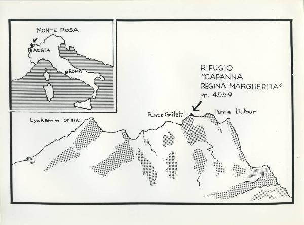 Riproduzione di un disegno - Ultrasil - Monte Rosa - Rifugio Capanna regina Margherita