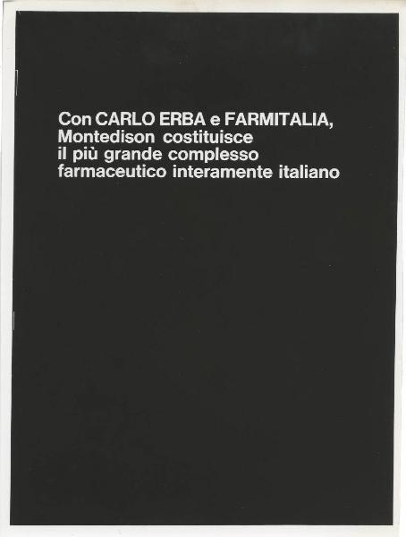 Milano - Fiera campionaria del 1973 - Padiglione Montedison - Riproduzione di pannello espositivo - Farmaceutici - Carlo Erba e Farmitalia