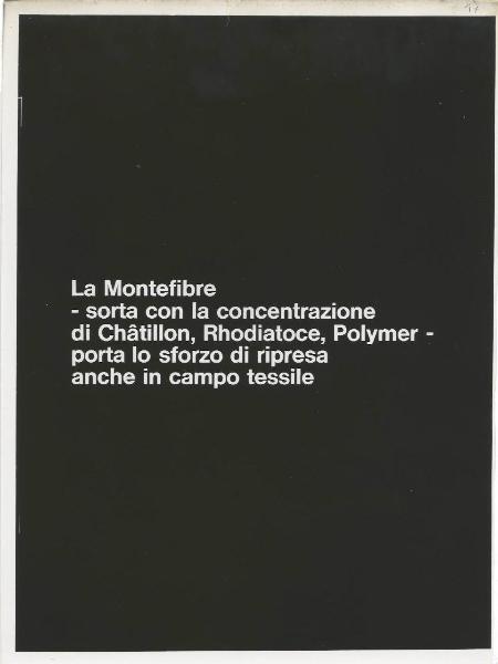 Milano - Fiera campionaria del 1973 - Padiglione Montedison - Riproduzione di pannello espositivo - Fibre chimiche