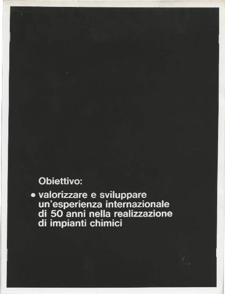 Milano - Fiera campionaria del 1973 - Padiglione Montedison - Riproduzione di pannello espositivo - Ingegneria chimica - Obiettivo
