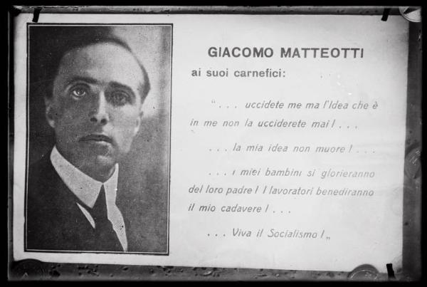 Epitaffio con foto a Giacomo Matteotti