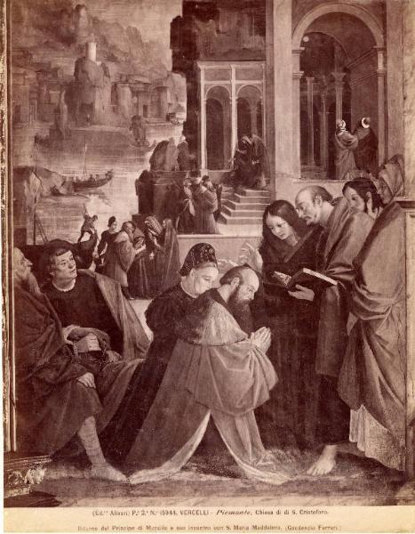 Dipinto - Ritorno del Principe di Marsiglia e suo incontro con S. Maria Maddalena - Gaudenzio Ferrari - Vercelli - Chiesa di S. Cristoforo