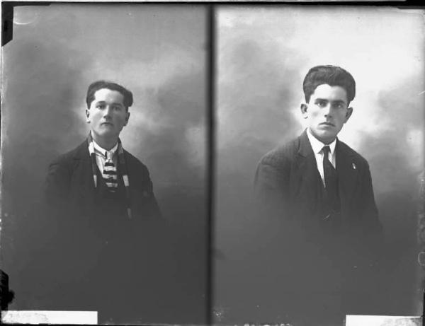 Uomo - ritratto - mezzo busto [committenza Lugano Luigi - Codevilla] [a destra]
Uomo - ritratto - mezzo busto [committenza Pruzzi Italo - Codevilla] [a sinistra]