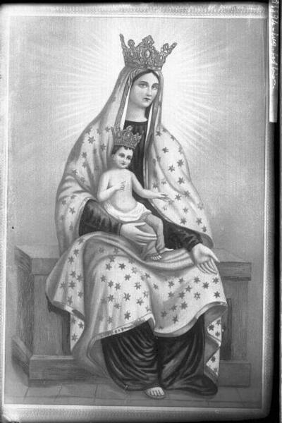 Madonna con Bambino - Dipinto [committenza Bracco Ciappolino Norma, riproduzione quadro S. Francesco, Lavori femminili - Voghera]