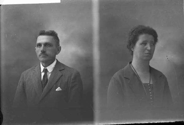 Donna - ritratto - fototessera [committenza Bianchi Giuseppina - Torre del Monte, Casteggio] [a destra]
Uomo - ritratto - fototessera [committenza Ansalone Vincenzo - Mezzana Bigli] [a sinistra]