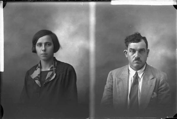 Uomo - ritratto - fototessera [committenza Dusio Carlo - Varzi] [a destra]Donna - ritratto - fototessera [committenza Alpago Elsa - Porana] [a sinistra]