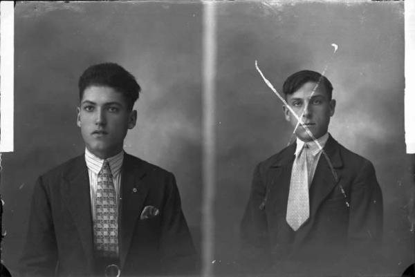 Uomo - ritratto - fototessera [committenza Colombani Severino - S. Gaudenzio] [a destra]
Uomo - ritratto - fototessera [committenza Rebecca Armando - Oriolo] [a sinistra]