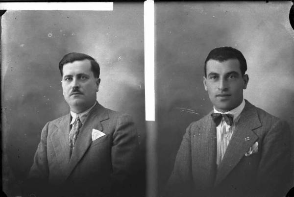 Uomo - ritratto - fototessera [committenza Borioli Pierino] [a destra]
Uomo - ritratto - fototessera [committenza Boriotti Pietro - Voghera, tipografia] [a sinistra]