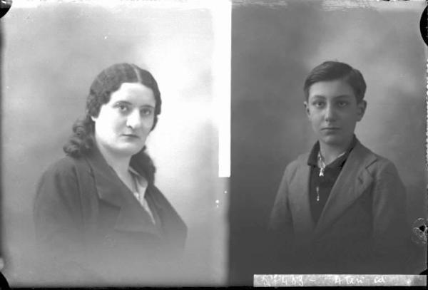 Uomo - ritratto - fototessera [committenza Ferlini Franco - Montebello] [a destra]
Donna - ritratto - fototessera [committenza Grossi Rina - Cervesina] [a sinistra]
