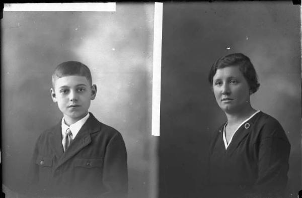 Donna - ritratto - fototessera [committenza Deangelisi Angiola - Castelnuovo Scrivia] [a destra]
Ragazzo - ritratto - fototessera [committenza Montagna Carlo - Voghera] [a sinistra]