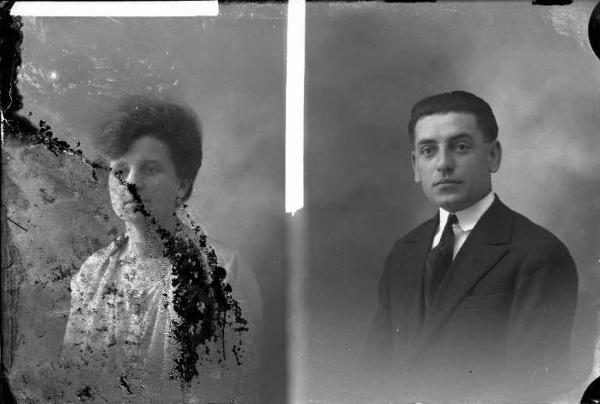 Uomo - ritratto - fototessera [committenza Baldi Dino - Stradella] [a destra]
Donna - ritratto - fototessera [committenza Borasio Ernesta e Olga - S. Giuletta] [a sinistra]