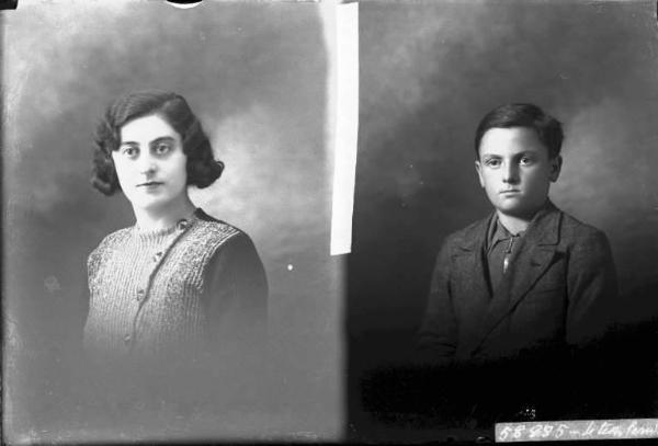 Ragazzino - ritratto - fototessera [committenza Bassi Giuseppe - Pontecurone] [a destra]
Donna - ritratto - fototessera [committenza Dorati Ines - Oriolo] [a sinistra]
