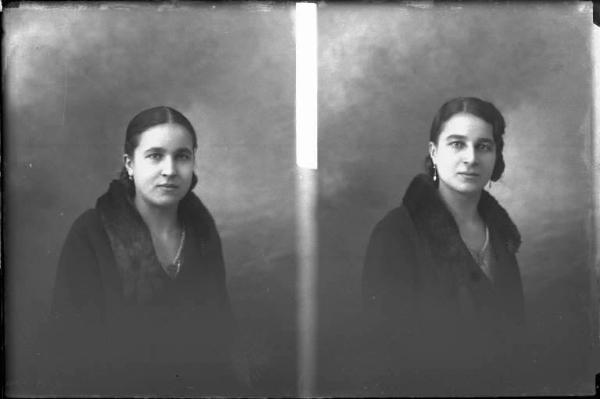 Donna - ritratto - fototessera [committenza Doria Lidia e Amelia - Pizzale] [a destra]
Donna - ritratto - fototessera [committenza Doria Lidia e Amelia - Pizzale] [a sinistra]