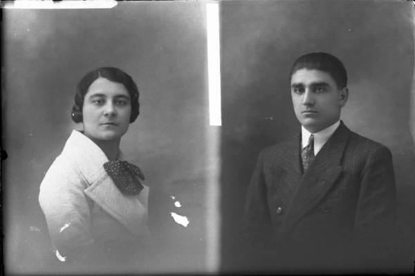 Uomo - ritratto - fototessera [committenza Barbieri Silvio -Medassino] [a destra]
Donna - ritratto - fototessera [committenza Ricci Agostina - Voghera] [a sinistra]