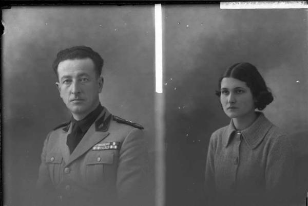 Donna - ritratto - fototessera [committenza Rolandini Elvira - Godiasco] [a destra]
Uomo - ritratto - fototessera [committenza Zecchini Cap. Luigi - Comando Milizia 10° Legione Montebello] [a sinistra]