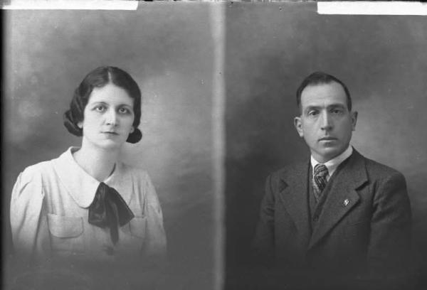 Uomo - ritratto - fototessera [committenza Saviotti Luigi - Montuberchielli] [a destra]
Donna - ritratto - fototessera [committenza Lazzati Mariuccia - Varzi] [a sinistra]