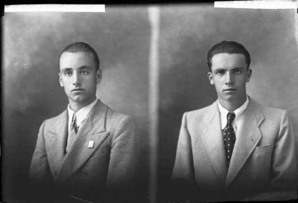 Uomo - ritratto - fototessera [committenza Ferrari Giovanni] [a destra]
Uomo - ritratto - fototessera [committenza Scaglia Domenico] [a sinistra]
