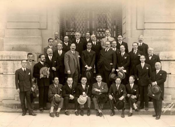 Giuseppe Bottai - Conferenza del Bureau International du Travail a Ginevra, 11 - Ritratto con gruppo di delegati italiani