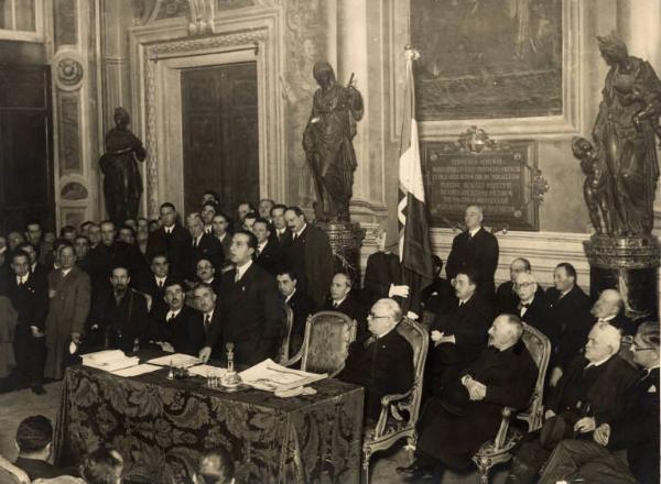 Giuseppe Bottai - Visita a Genova - Commemorazione di Dario Guidi all'Università di Genova