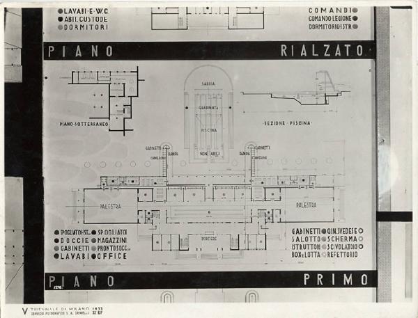 V Triennale - Mostra internazionale di architettura moderna - I° galleria dell'Italia - Progetti di edifici tipici - Edifici sociali - Casa dei balilla e delle piccole italiane di Cesare Scoccimarro