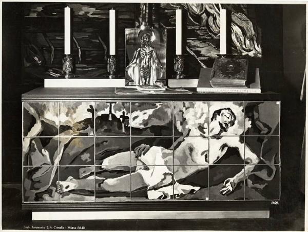 V Triennale - Arti decorative e industriali - Mostre estere - Svizzera - Dipinto su vetro "Antipendium" di Emilio Beretta