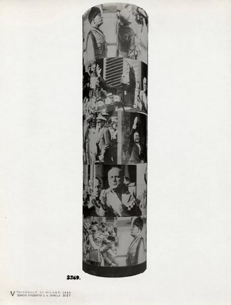V Triennale - Mostre nel parco - Padiglione della stampa - Stampa italiana contemporanea - Fotomosaico cilindrico con foto di Benito Mussolini