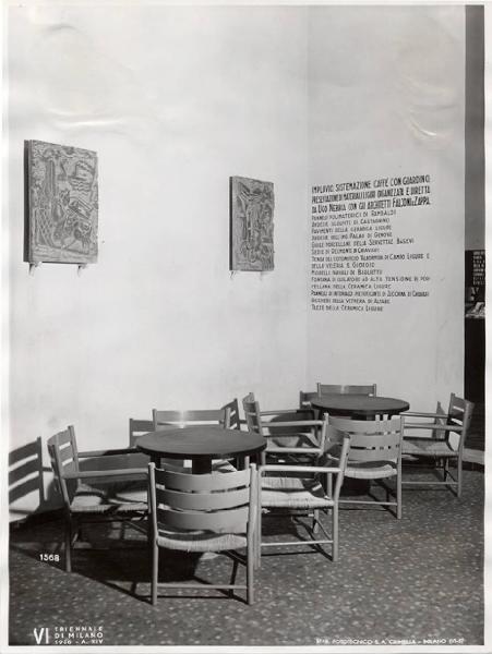 VI Triennale - Palazzo dell'Arte - Caffè e mescita con birreria all'aperto - Tavolini nell'Impluvium