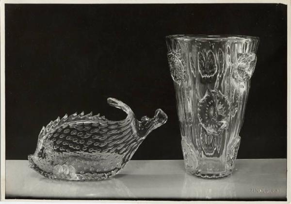 VI Triennale - Galleria delle arti decorative e industriali - Vaso e pesce in cristallo effervescente