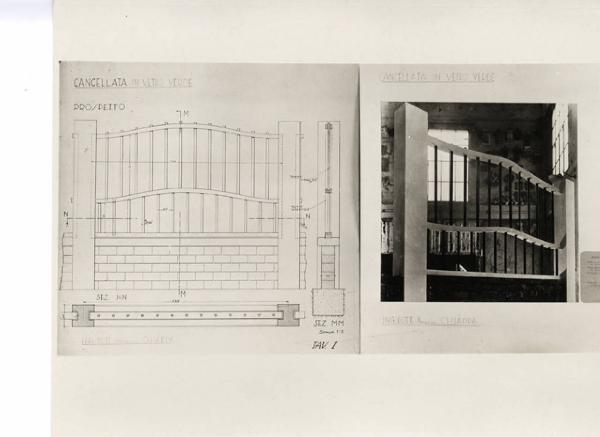 VII Triennale - Mostra dell'architettura - Sezione 6°. L'autarchia nella costruzione - Modello e progetto per il concorso per la sostituzione delle cancellate di ferro