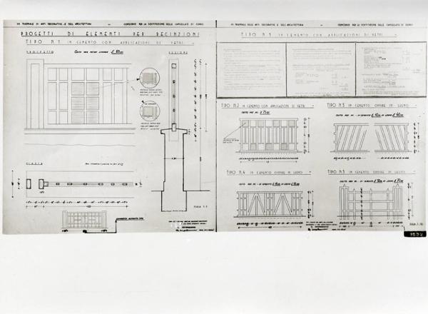 VII Triennale - Mostra dell'architettura - Sezione 6°. L'autarchia nella costruzione - Progetto per il concorso per la sostituzione delle cancellate di ferro