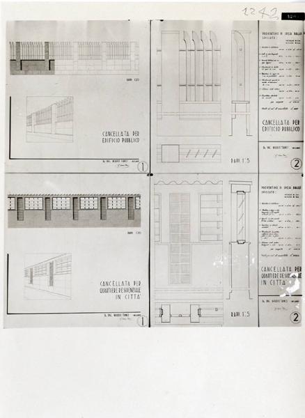 VII Triennale - Mostra dell'architettura - Sezione 6°. L'autarchia nella costruzione - Progetto per il concorso per la sostituzione delle cancellate di ferro