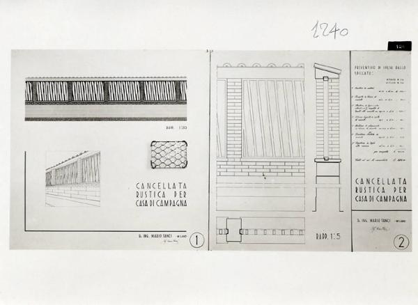 VII Triennale - Mostra dell'architettura - Sezione 6°. L'autarchia nella costruzione - Progetto per il concorso per la sostituzione delle cancellate di ferro