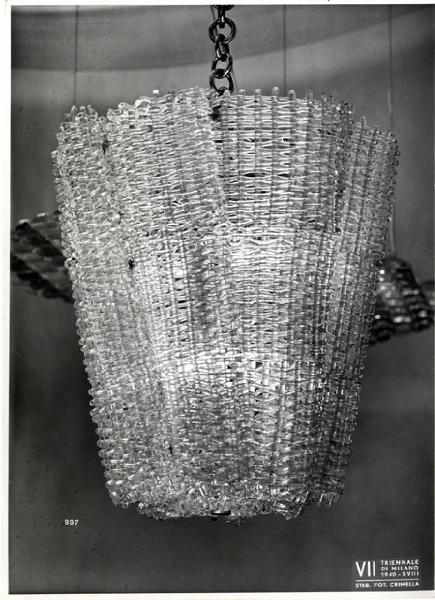 VII Triennale - Mostra dei metalli e dei vetri - Produzione Seguso - Lampadario in vetro