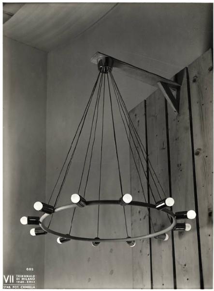 VII Triennale - Mostra dei metalli e dei vetri - Lampada a sospensione di Gino Sarfatti