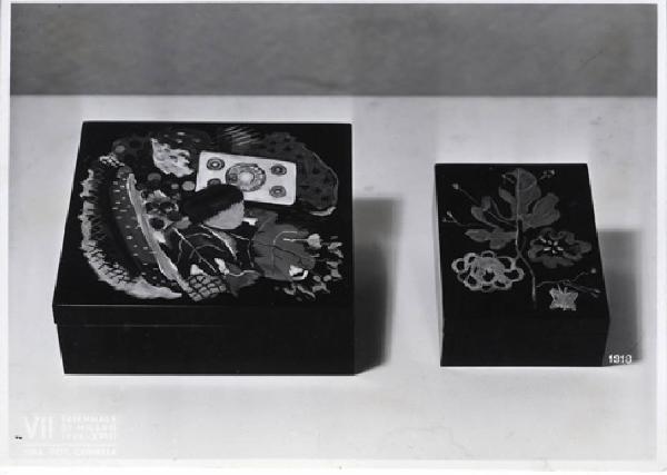 VII Triennale - Mostra dell'E.N.A.P.I. - Mobili e oggetti di legno - Scatole di legno intarsiato di Eugenio Fegarotti