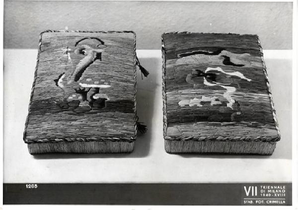VII Triennale - Mostra dell'E.N.A.P.I. - Vimini, paglia e rafia - Scatole di rafia di Erberto Carboni