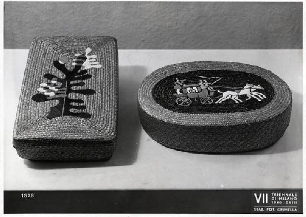 VII Triennale - Mostra dell'E.N.A.P.I. - Vimini, paglia e rafia - Scatole di paglia di Erberto Carboni