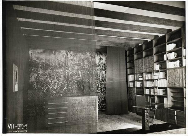 VII Triennale - Galleria dell'arredamento - Seconda parte - Sala dell'intaglio in legno di Agnoldomenico Pica