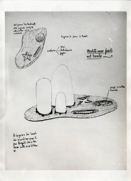 VII Triennale - Mostra dei tessuti e dei ricami - Sezione dei merletti e dei ricami - Studio per l'allestimento di Fabrizio Clerici