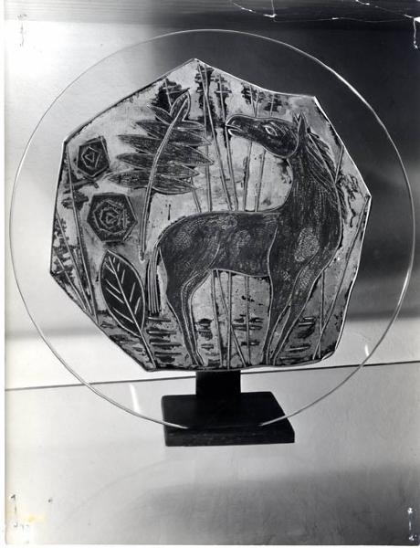 X Triennale - Mostra merceologica - Sezione B - "cavallo" coppa di cristallo inciso - Wully Burger - Eriwin Burger