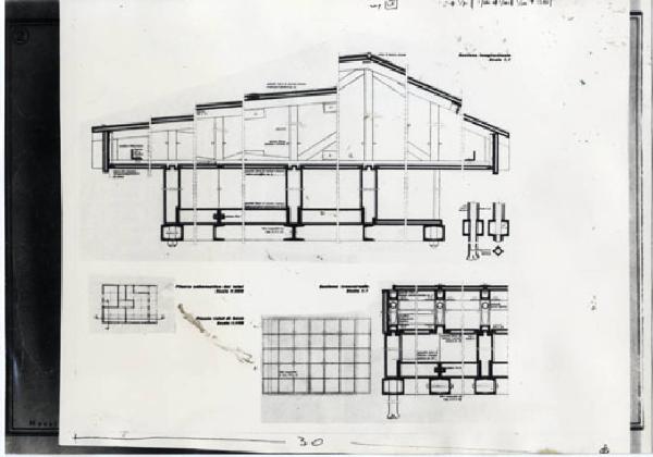 X Triennale - Parco Sempione - Casa prefabbricata di montagna - Disegno di progetto - Luciano Baldessari - Marcello Grisotti