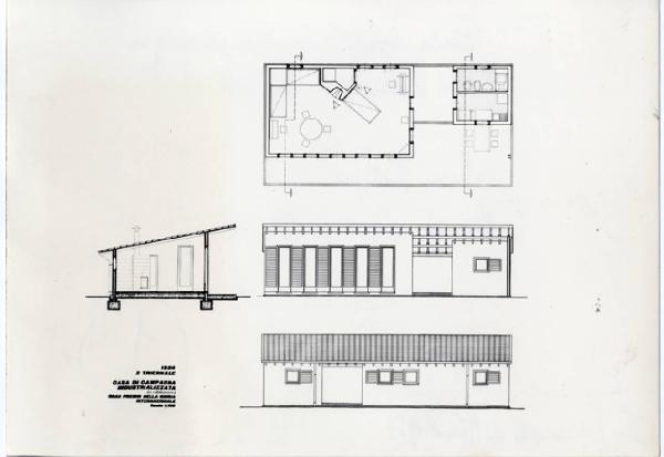 X Triennale - Parco Sempione - Casa industrializzata di campagna - Disegni di progetto - Luciano Baldessari - Marcello Grisotti