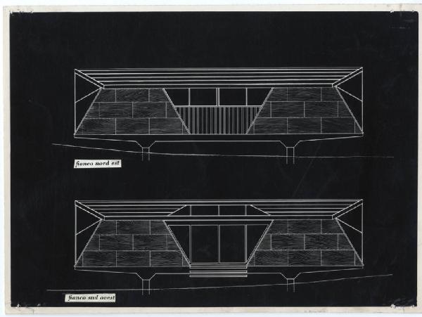 X Triennale - Parco Sempione - Casa sperimentale - Disegni di progetto - Mario Raveganni - Antonello Vincenti - Bobi Brunori