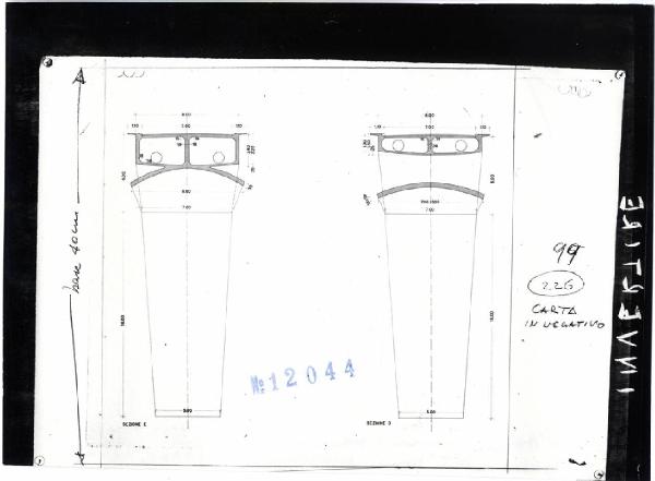 XI Triennale - Mostra Internazionale di Architettura moderna - Prima parte: struttura - La struttura dal 1930 ad oggi - Crisi e superamento del Razionalismo - Sezione del ponte sull'Astico - Sergio Musmeci