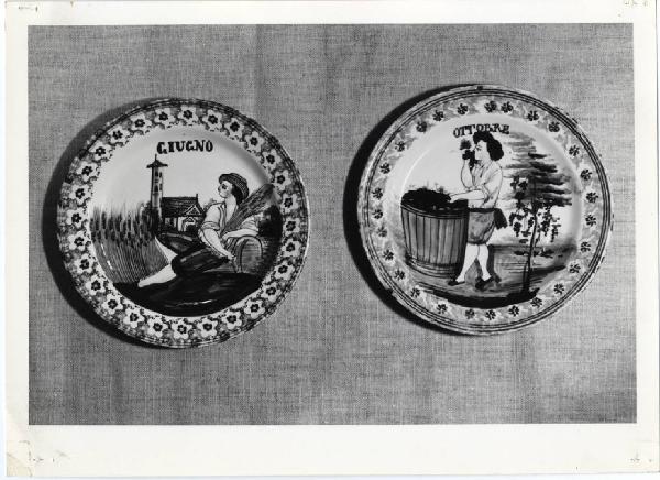 XI Triennale - Mostre temporanee - Mostra delle ceramiche venete tradizionali dell'800 - Piatto di terraglia - Serie dei mesi
