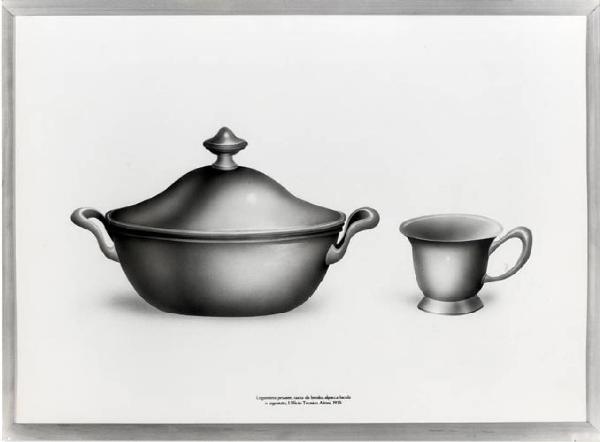 XVI Triennale - Primo ciclo - La sistemazione del design - Paesaggio casalingo - Riproduzione di disegno di oggetti della ditta Alessi