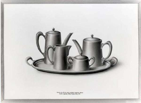 XVI Triennale - Primo ciclo - La sistemazione del design - Paesaggio casalingo - Riproduzione di disegno di oggetti della ditta Alessi