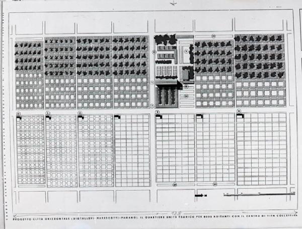 XVI Triennale - Secondo ciclo - Il progetto di architettura - Architettura moderna: poetica e impegno civile - Planimetria generale del progetto di un "Quartiere della città orizzontale"