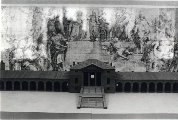 XVI Triennale - Terzo ciclo - Il progetto di architettura - Idea e conoscenza - Modello in scala di villa Emo a Fanzolo di Vedelago - Cartone per l'affresco della "Scuola di Atene"