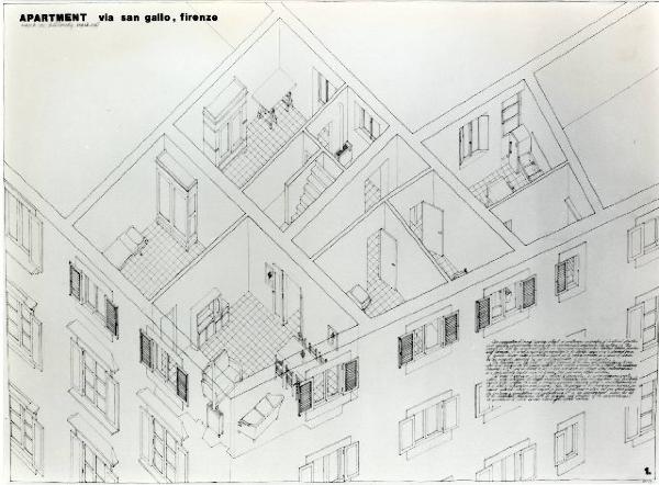 XVI Triennale - Terzo ciclo - La sistemazione del design - L'interno dopo la forma dell'utile (concorso) - Disegno di appartamenti del California Institute